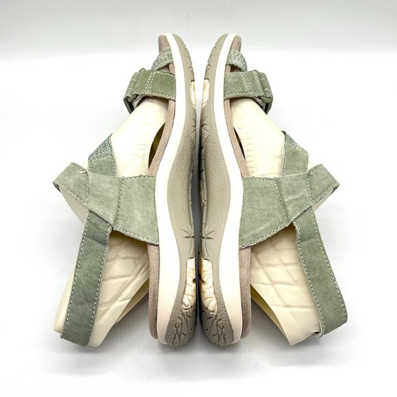 11W 11 WIDE WIDTH Earth Origins Savoy Sage Green Suede Sandals Shoes - Picture 8 of 12
